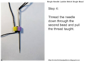 Click the image to view the single needle ladder stitch beading tutorial step 4 image larger.