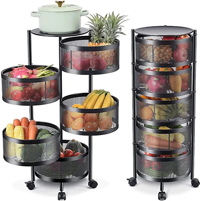 Kitchen Rotating Trolley Portable Storage Rack Buy on Amazon and Aliexpress