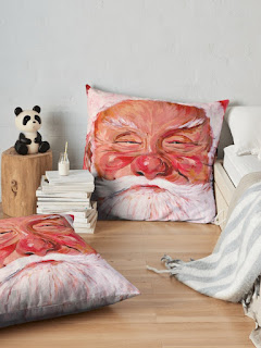 Two Santa pillow Tom Roderick Art