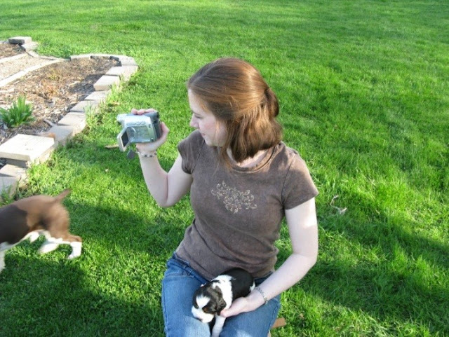 Rachel and a puppy