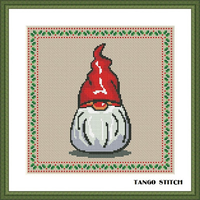 Funny Christmas gnomes cross stitch patterns 3pcs/set Easy embroidery design - Tango Stitch