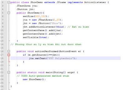 Code demo thông báo sự thay đổi của model trong lập trình java