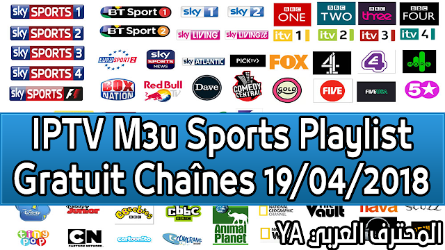 IPTV M3u Sports Playlist Gratuit Chaînes 19/04/2018