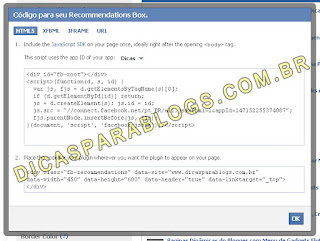 gadget posts recomendados do facebook no blogspot