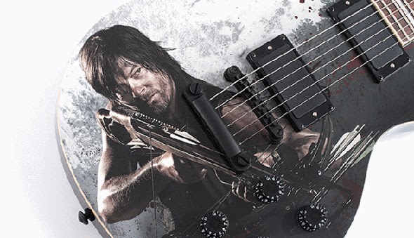 Imagem da guitarra personalizada com foto do Daryl do Walking Dead.