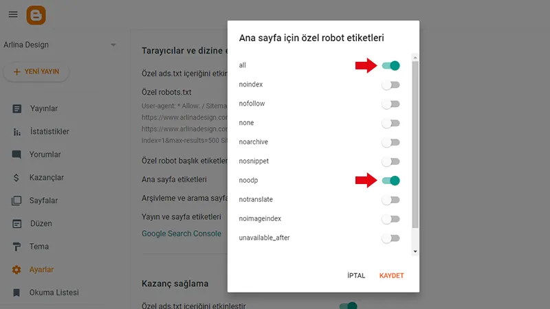 Blogger'da Özel Robots Başlık Etiketleri Nasıl Etkinleştirilir? Blogger'da Özel Robots Başlık Etiketleri Nasıl Etkinleştirilir?