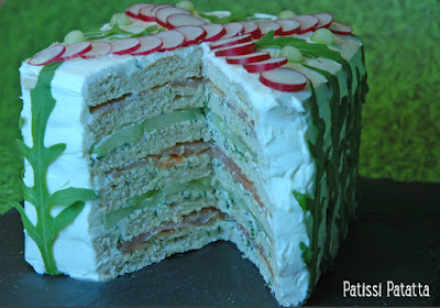 recette de sandwich cake au saumon, apéritif festif, apéritif au saumon