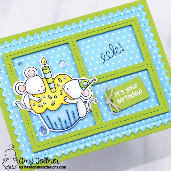 Birthday Mice Stamp and Die Set, Pastel Basics Paper Pad, Frames and Tags Die Set by Newton's Nook Designs #newtonsnookdesigns #newtonsnook #nnd #handmade