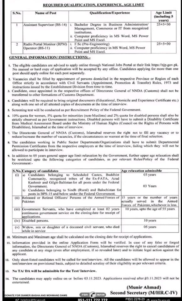 Federal Board of Revenue Jobs 2023 │ FBR Announced Jobs 2023