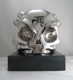 Fully Visual x Huck Gee Life Size Stainless Steel Skullhead Sculpture