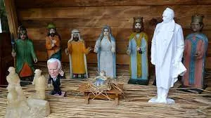 Ukraines Lviv Sets Up Public Nativity Scene With Figures Of Biden, Nationalist Bandera