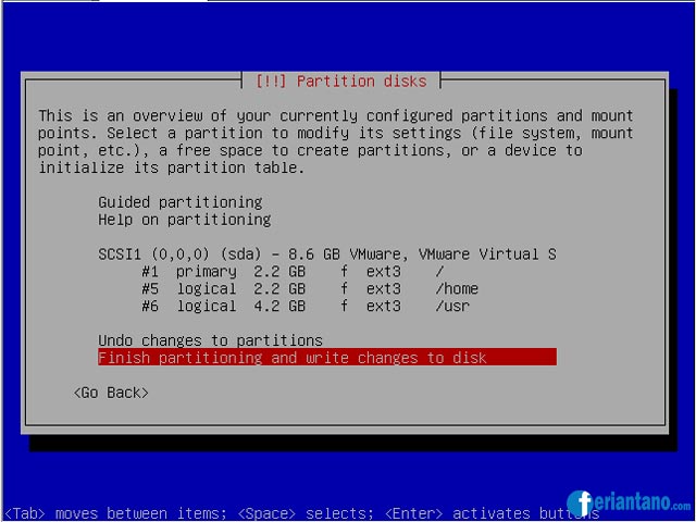 Cara Install Debian 5 Lenny Berbasis Text (CLI) Lengkap Dengan Gambar - Feriantano.com