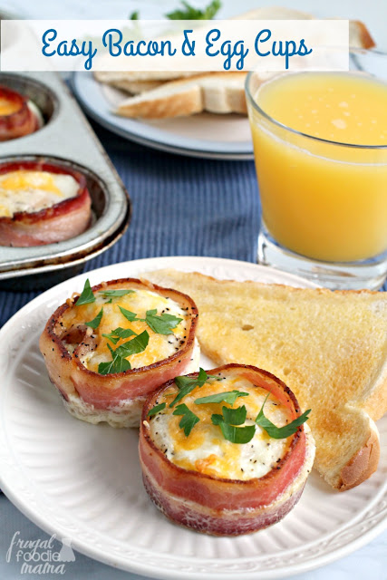 These Easy Bacon & Egg Cups are perfectly poppable & portable making them great for a weekend brunch spread or for a quick & hearty breakfast on the go.