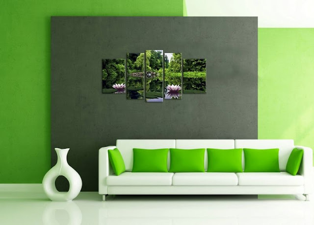 green and gray living rooms