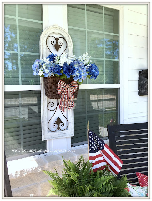 Farmhouse-Fourth of July-Hydrangea Basket-Blue-DIY-Patriotic Front Porch-From My Front Porch To Yours