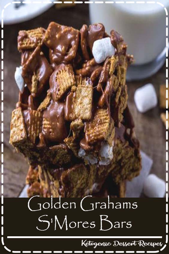 These golden grahams s'mores bars will be your new favorite way to enjoy s'mores. Gooey, chewy, crunchy and filled with chocolate. #smores #nobake #smoresbars#recipes