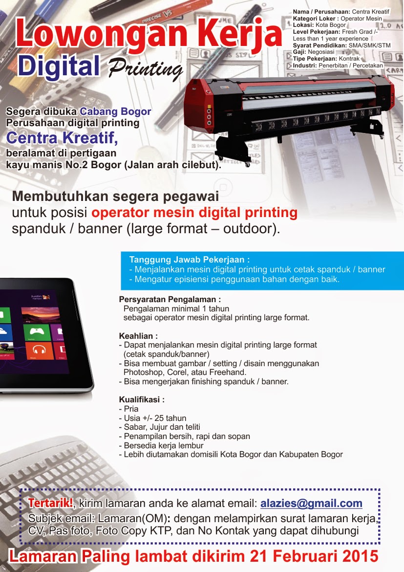 Lowongan Kerja Bogor: Digital Printing - Azies Site