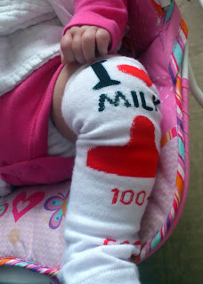 "I HEART MILK" baby leg warmers