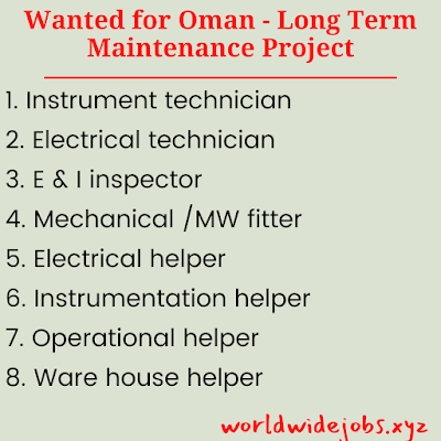 Wanted for Oman - Long Term Maintenance Project