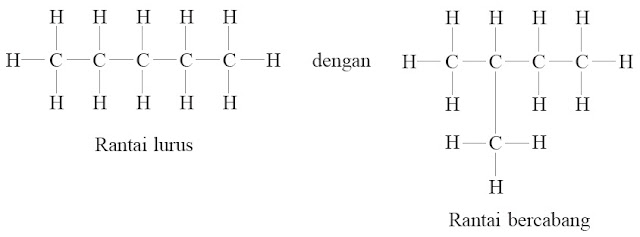 Hitunglah jumlah atom C dan atom H pada kedua struktur di atas 