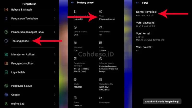 Mengatifkan Developer Option di Realme C3