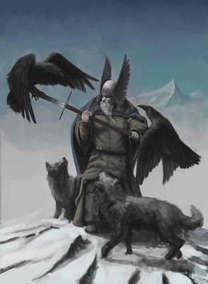 Odin Hugin y Munin Geri y Freki