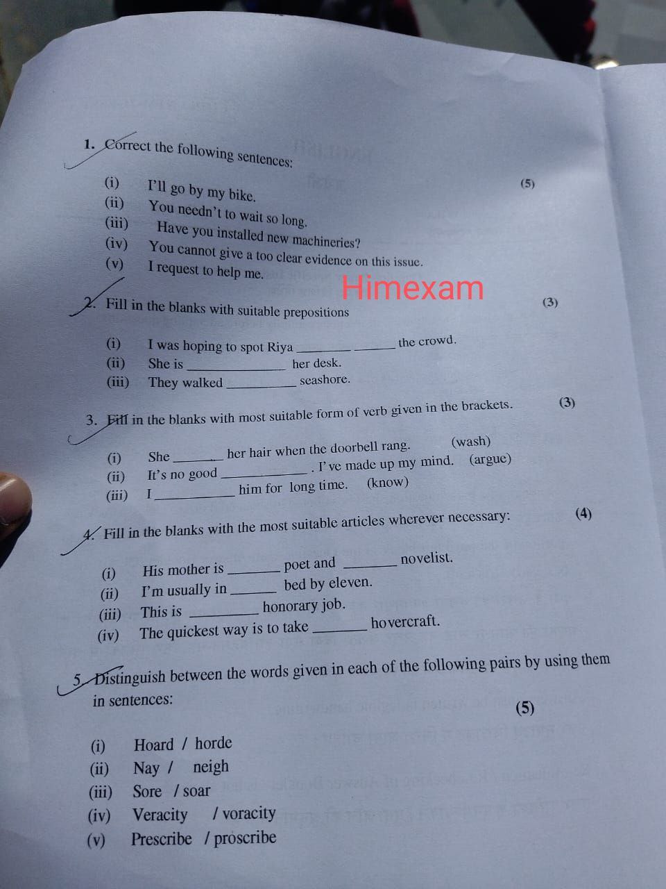 HPPSC Naib Tehsildar Mains General English  Question Paper Held on 22 February 2023