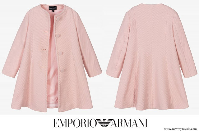 Princess Gabriella wore Emporio Armani Girls Pink Ribbed Wool Coat