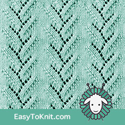 Eyelet Lace 66: Foliage | Easy to knit #knittingetitches #eyeletlace