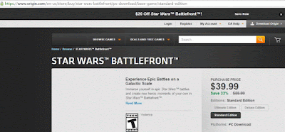 Star Wars BattleFront Price in Origin US Store