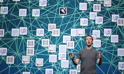 Facebook’s CEO, Mark Zuckerberg, delivers the keynote address at the F8 conference