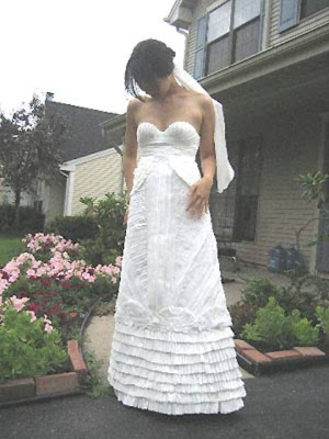 A wedding dress or wedding gown is clothing worn by a bride during a wedding