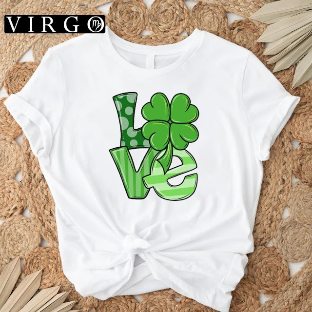 Cute Love With Shamrock St Patricks Day T-Shirts For Men