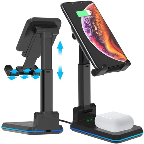 DM 2 in 1 Dual Fast Wireless Charging Stand 10W Qi