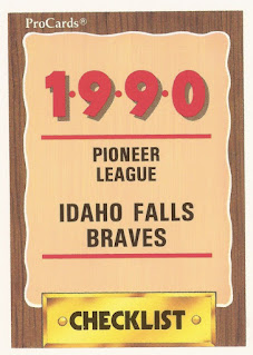 Idaho Falls Braves 1990 checklist card