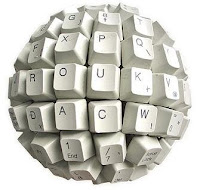 Imagen de teclado de escribir en forma de esfera, alusivo a la Blogosfera