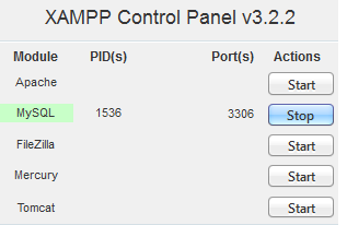 xampp control panel