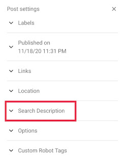 Search description Option