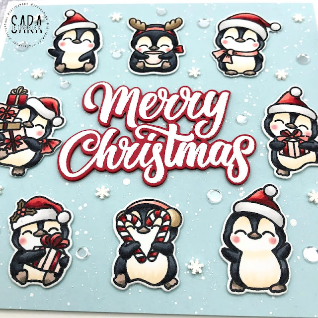 Sunny Studio Stamps: Penguin Party Holiday Card by Sara Zoppi (featuring Holiday Greetings)