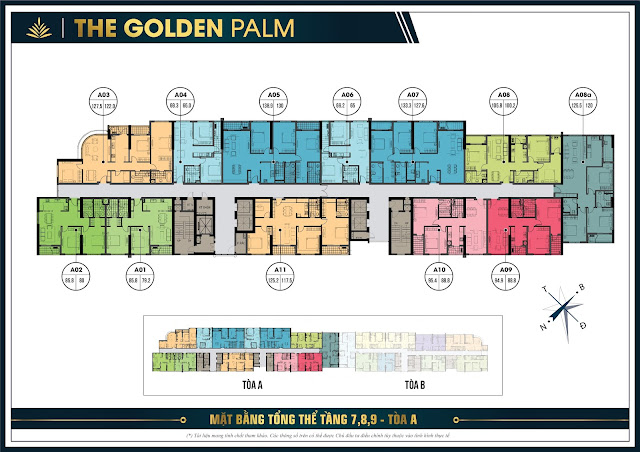 Mặt bằng thiết kế tầng 7, 8, 9 tòa A - The Golden Palm