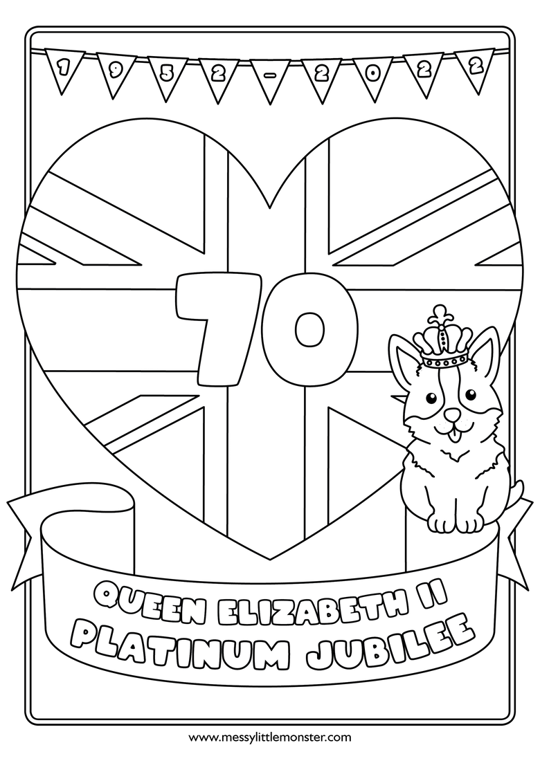 Free Printable Queens Platinum Jubilee Colouring Page   Messy ...