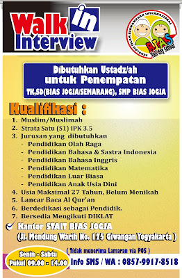  Sekolah BIAS merupakan sebuah forum pendidikan Islam yang bangkit pada tahun  Info Lowongan Kerja STAIT BIAS Jogja 