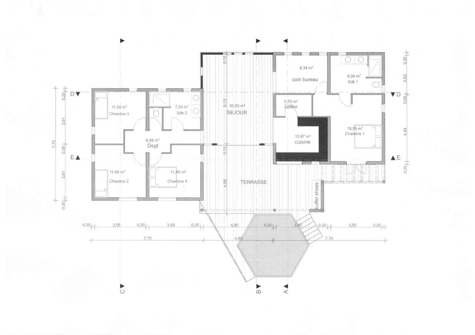 plan de maison 2 chambres salon - Plan de maison 2 chambres Maison Lelièvre