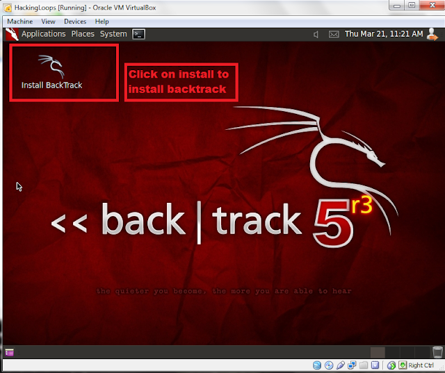 Click Install Backtrack Icon to Begin Set up