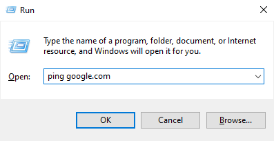 Cara Ping Google Terus Menerus melalui Run di Windows