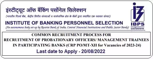IBPS 12th CRP Bank PO MT Vacancy Recruitment 2023-24