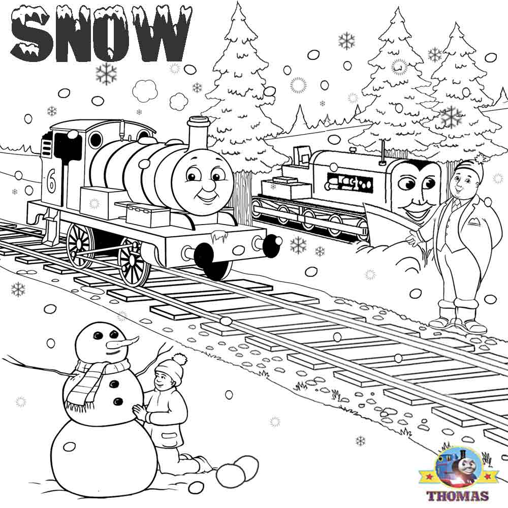 Thomas Percy the tank engine frosty the snowman free printable Christmas coloring pages for kids art