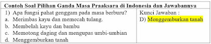 Contoh Soal Pilihan Ganda Masa Praaksara di Indonesia dan Jawabannya