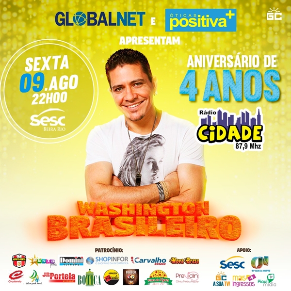 Washington Brasileiro faz show em Parnaíba no dia 9 de agosto no Sesc Beira Rio