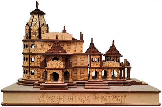 Ram mandir Ayodhya 3D Wood Temple Model for Home Office Shop and Home Decoration Language of Architecture